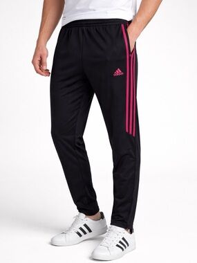 Adidas Black Three Stripe Red Climacool Sweatpants Zippered Joggers Men's Large